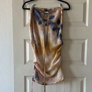 Silk skirt with tie dye effect and adjustable length